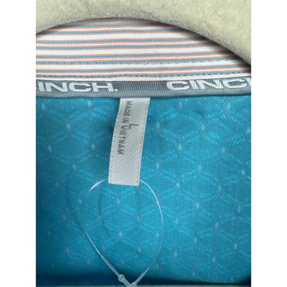 Cinch Men's Button-Up Shirt Large Blue Pink Small Diamond Print Western Rodeo - Picture 3 of 8